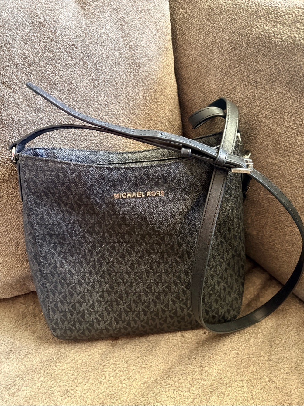 Michael Kors Black Signature Crossbody MK Logo Shoulder Bag